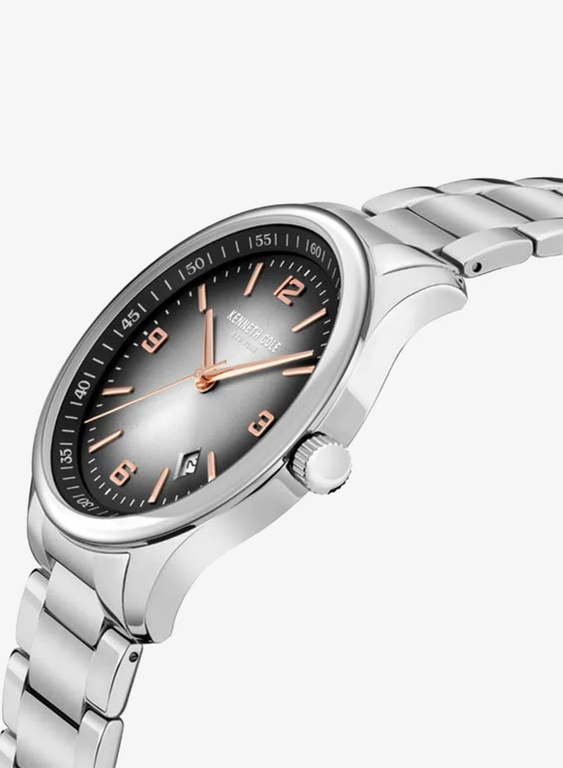 كينيث كول نيو يورك Modern Classic Black Dial Stainless Steel Bracelet Analog Watch for Men