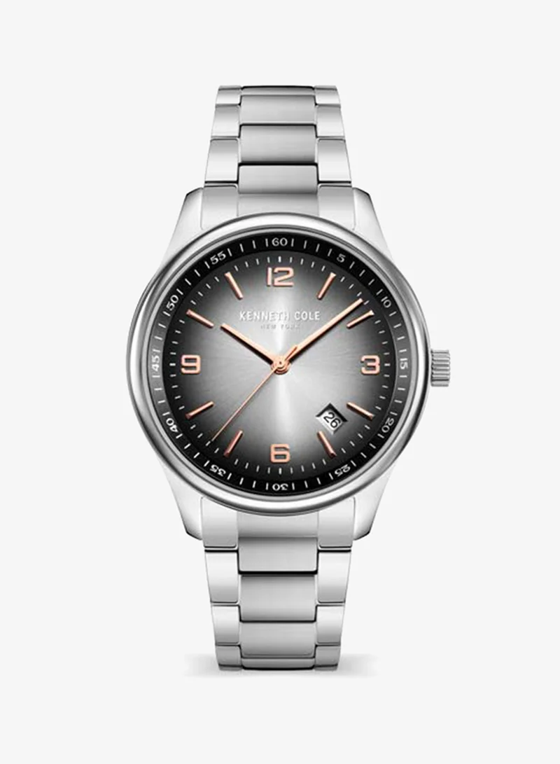 كينيث كول نيو يورك Modern Classic Black Dial Stainless Steel Bracelet Analog Watch for Men