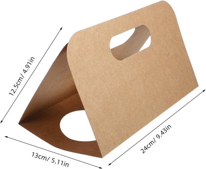 ABOOFAN 10pcs Drink Carrier with Handle Portable Kraft Paperboard Beverage Holder for Hot Cold Drinks for Tea and Takeaway Services - Image 2
