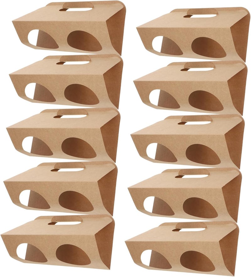 ABOOFAN 10pcs Drink Carrier with Handle Portable Kraft Paperboard Beverage Holder for Hot Cold Drinks for Tea and Takeaway Services - Image 1