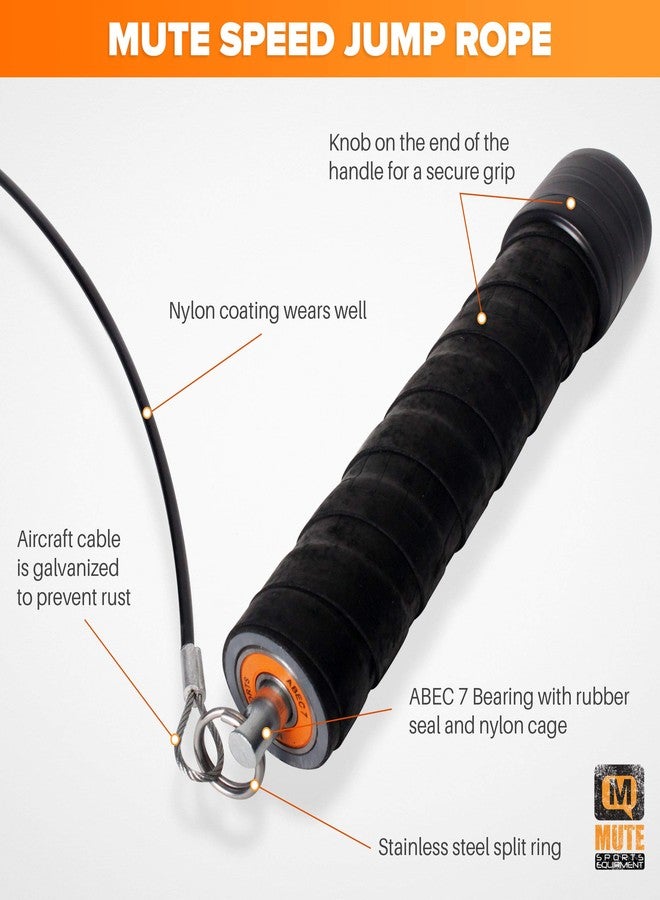 MUTE | Premium Speed Jump Rope with Grip Handles, Nylon-Coated Cable and Metal Bearings - Use for Gymnastics, Boxing, Functional Fitness and Cardiovascular Exercise (9') - Image 3