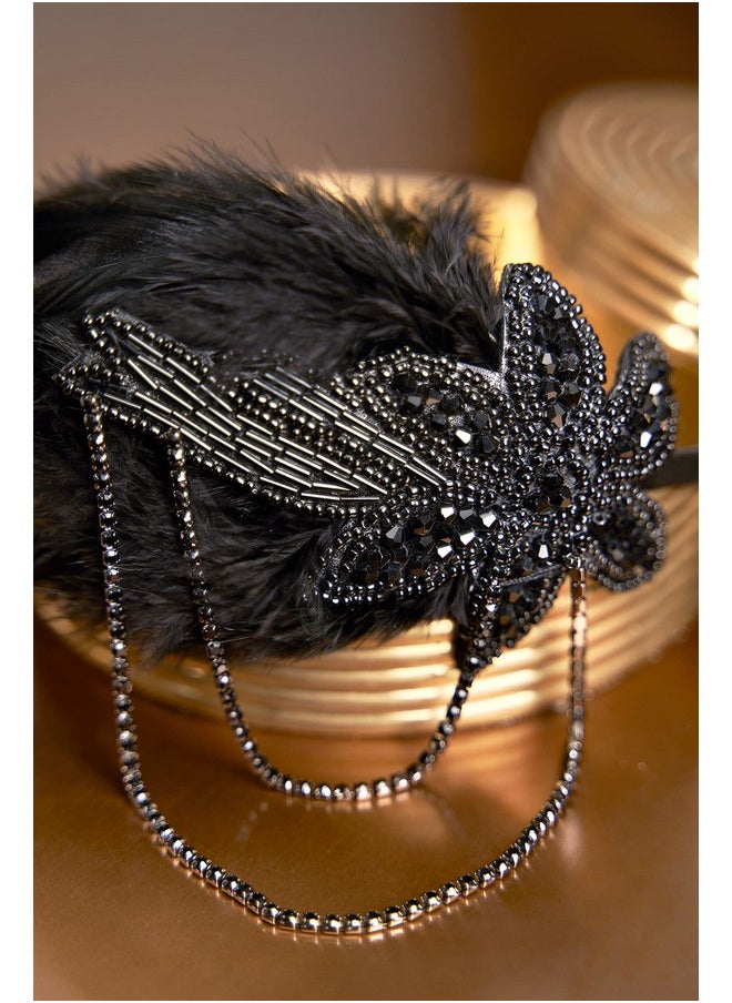 1920S Flapper Headband Feather Beaded Headpiece Roaring 20S Great Gatsby Hair Accessory For Party (Black) - pzsku/ZA5DEF7D431C6F9DEE8ACZ/45/_/1718614201/9e99cd13-34c5-4a36-9fec-7375d6db6c79