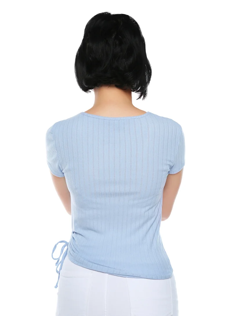 London Rag Periwinkle Blue Solid Rib Knit Wrap Top