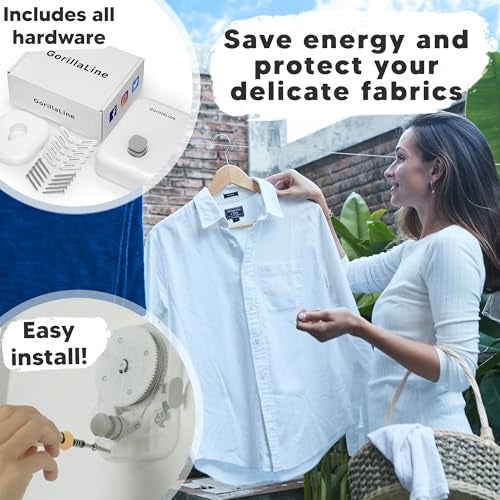 GorillaLine - Retractable Clothesline Indoor Outdoor Clothes Line | Heavy Duty Clothes Drying Laundry Line | Wall Mounted Drying Rack Clothing Line - Image 4