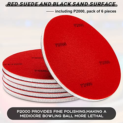 Maitys 6 Pieces Bowling Sanding Pads 2000 Grit Bowling Ball Sanding Kit Accessories Resurfacing Polishing Cleaning Kit for Sports Ball Clean Display - Image 4