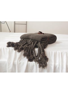 Y&D Simple Solid Color Knitted Throw Blanket Cotton Lunch Break Blanket Carbon Coffee Color 