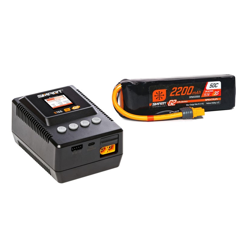 Spektrum Accessories Smart Powerstage 3S Air Bundle: G2 2200mAh 3S LiPo IC3 & S155 Charger, SPMXPSA400 - Image 1