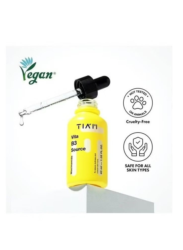 تيام Vita B3 المصدر, Niacinamide مصل الوجه, مصل الوجه المركز, 10 ٪ Niacinamide مصل الوهج مع 2 ٪ Arbutin للبشرة المشعة والمتوازنة, العناية بالبشرة النباتية, 40 مل - Image 2