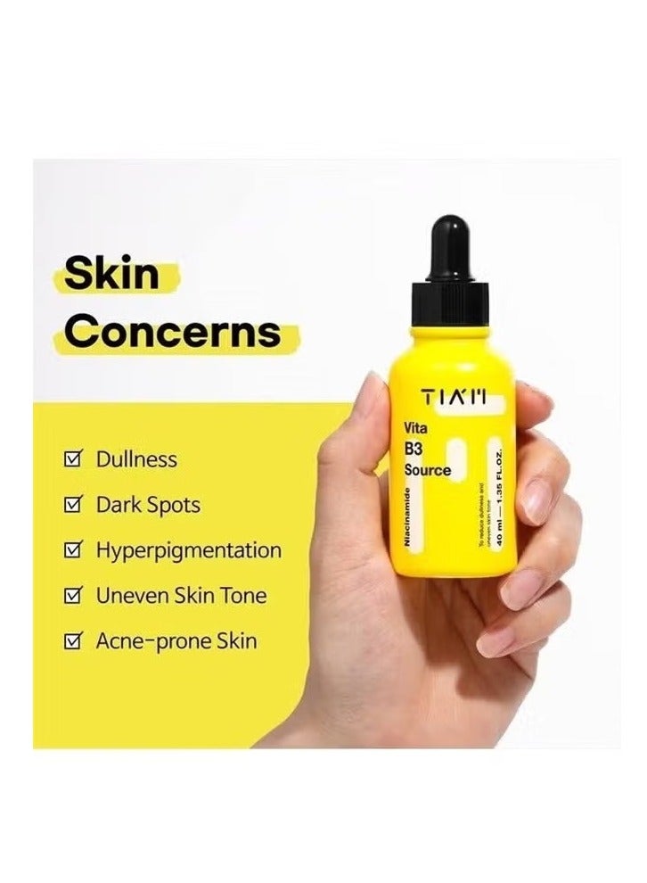 تيام Vita B3 المصدر, Niacinamide مصل الوجه, مصل الوجه المركز, 10 ٪ Niacinamide مصل الوهج مع 2 ٪ Arbutin للبشرة المشعة والمتوازنة, العناية بالبشرة النباتية, 40 مل - Image 3