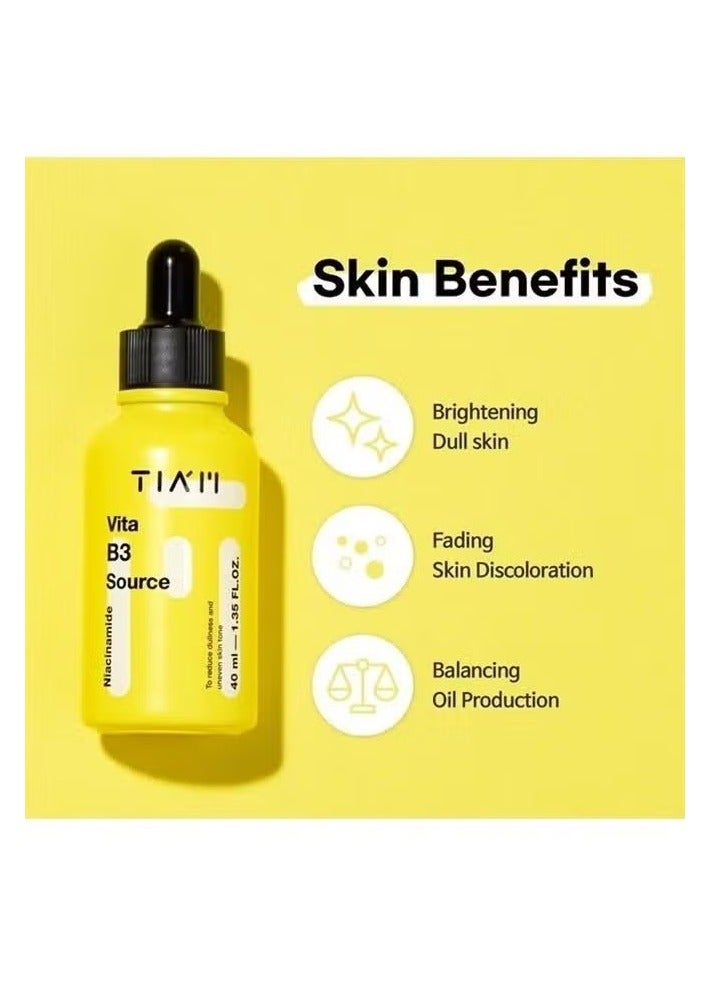 تيام Vita B3 المصدر, Niacinamide مصل الوجه, مصل الوجه المركز, 10 ٪ Niacinamide مصل الوهج مع 2 ٪ Arbutin للبشرة المشعة والمتوازنة, العناية بالبشرة النباتية, 40 مل - Image 4