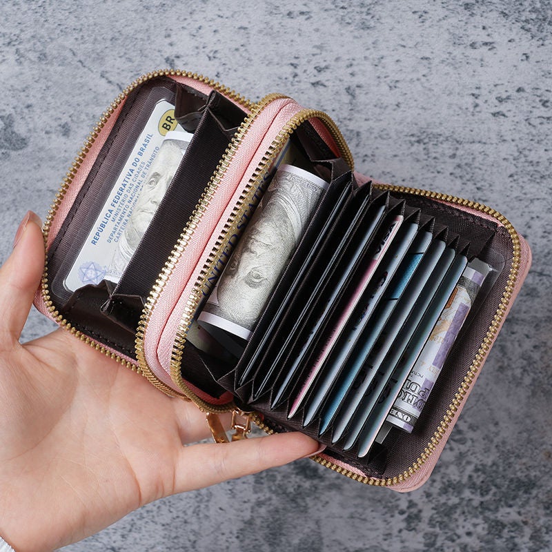 Multifunctional Solid Color PU Leather Wallet, RFID Blocking Design Portable Daily Storage Purse for Cards Cash Coin Business Use - Image 3