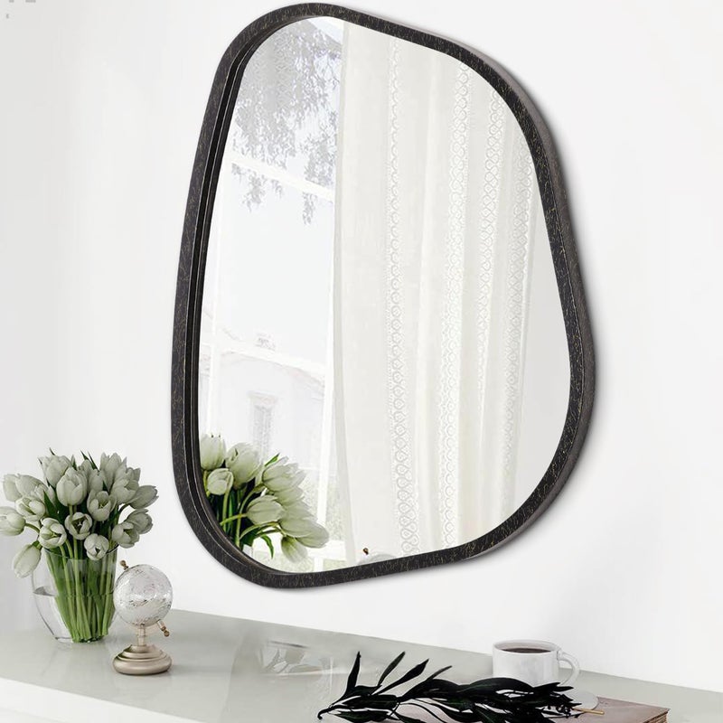 HLFMVWE Irregular Asymmetrical Mirror Wall Mounted Unique Vanity Mirror Shaped Dressing Mirror Decorative for Living Room Bathroom Bedroom Entryway Wall Decor 20x16