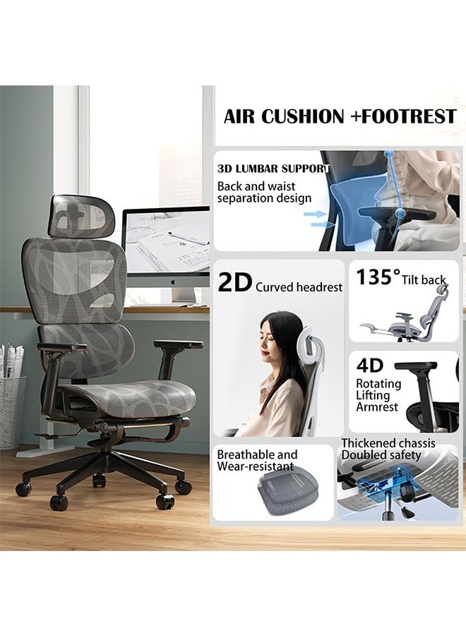 Generic Office Chair Ergonomic Desk Chair, ALL-Mesh High Back Home Office Chair Lumbar Support, Reclining Gaming Chair Adjustable Armrests Headrest, Big and Tall Swivel Computer  - Image 5