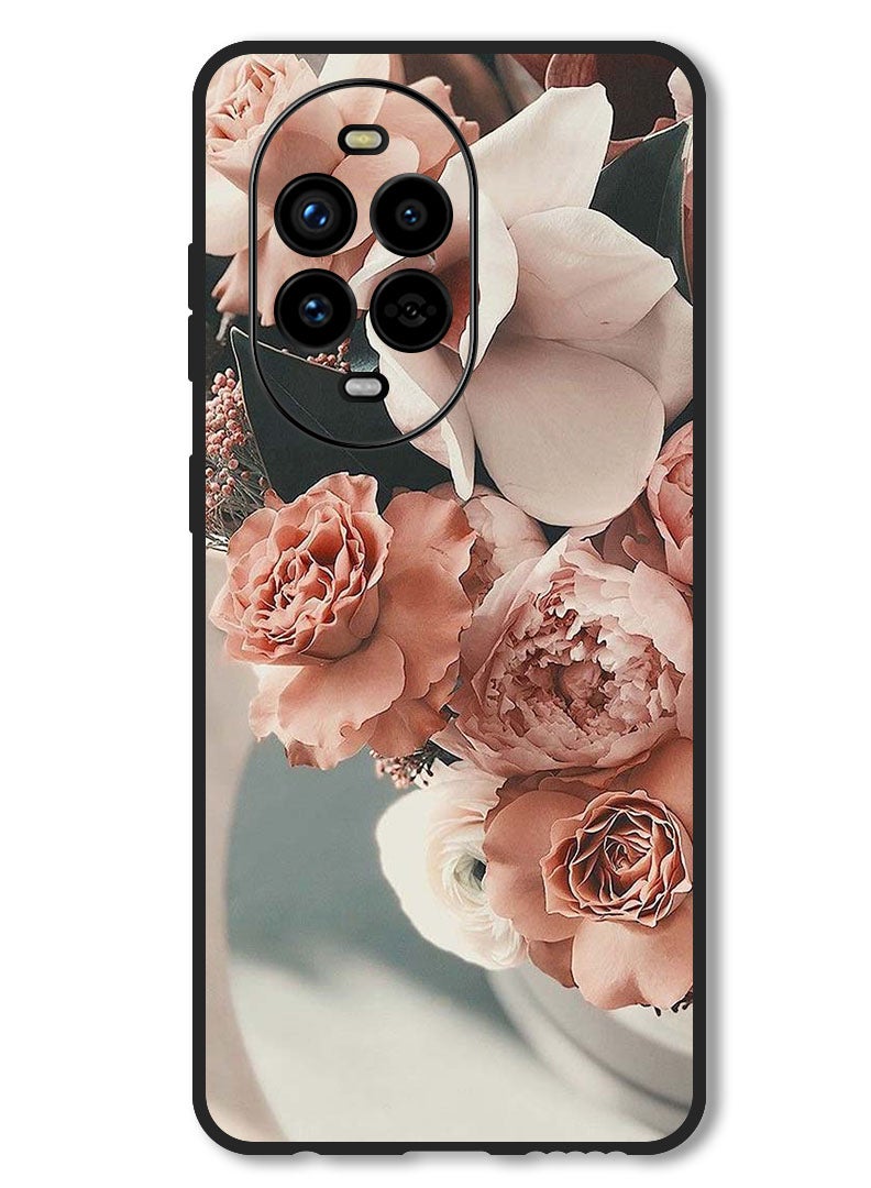 Theodor Case Compatible with Huawei Nova 13 Pro Protection Shockproof Bumper Cover Peach Roses - Image 1