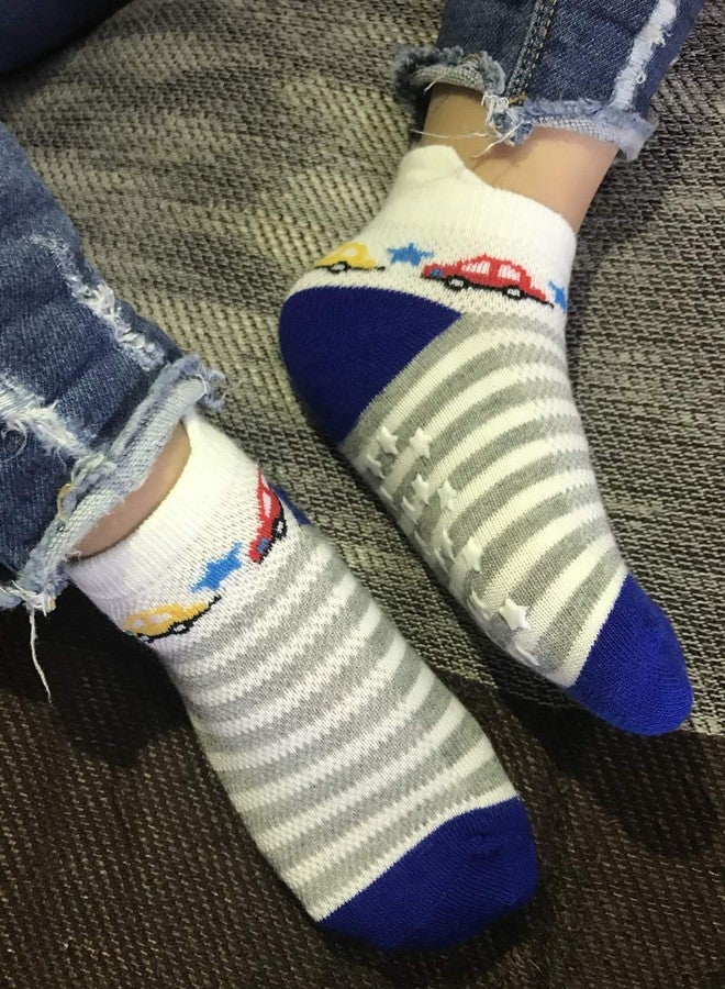 Cottock 12 Pairs Toddler Boy Grips Socks, Baby Socks Boy Ankle Socks for Boys Anti Slip for Kids Boy, 12 Pairs a, 3-5T - Image 4