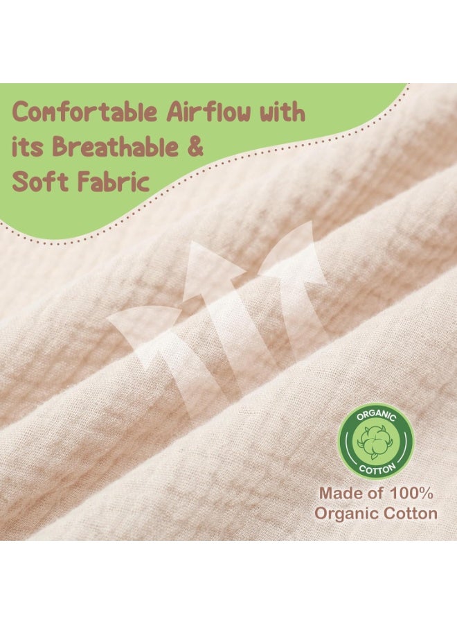 100% Organic Cotton Nursing Cover & Shawl - 43 x 28 Inch Breathable Muslin Breastfeeding Nursing Apron Cover with Arch Neckline for Mothers, Multi-use Carseat Canopy - Image 2
