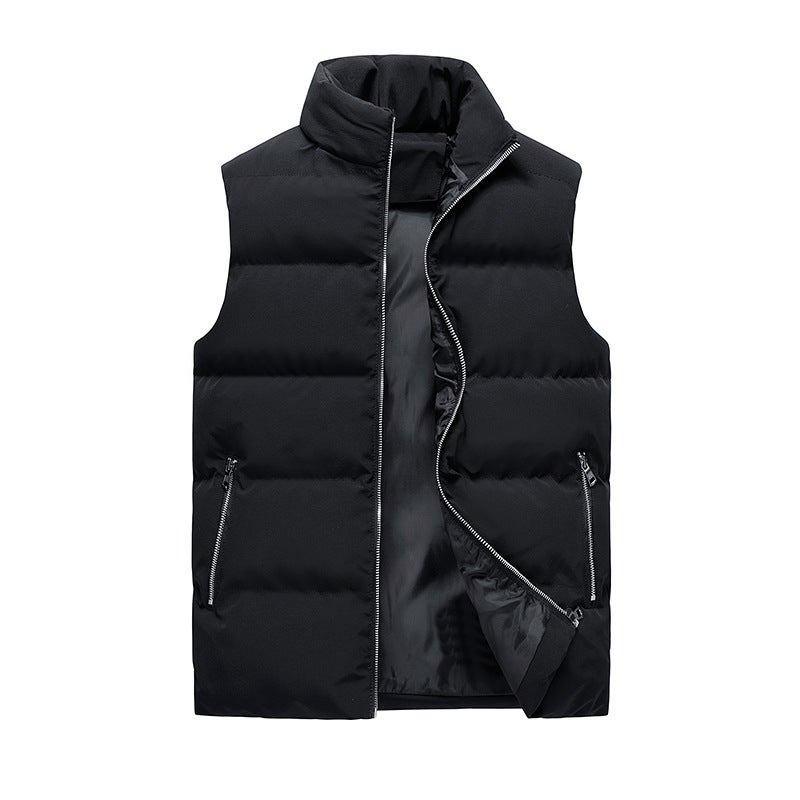 Live Large Size Coat Warm Down Cotton Korean Style All-Match Stand Collar Vest For Men - Image 5