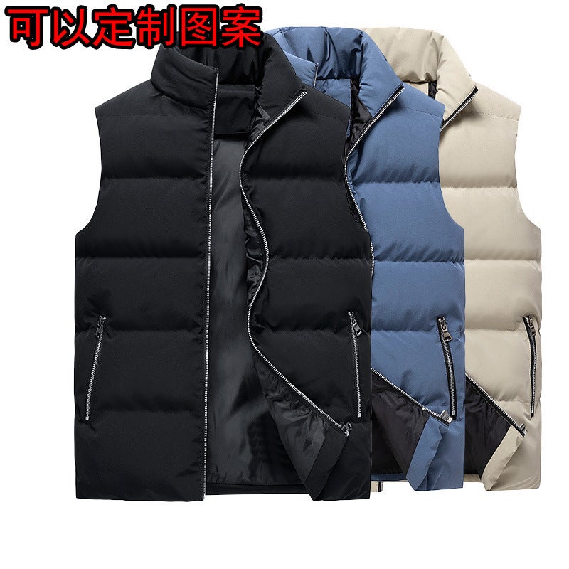 Live Large Size Coat Warm Down Cotton Korean Style All-Match Stand Collar Vest For Men - Image 2