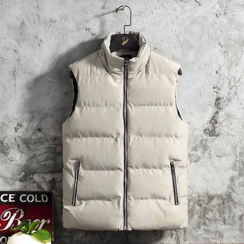 Live Large Size Coat Warm Down Cotton Korean Style All-Match Stand Collar Vest For Men - Image 1