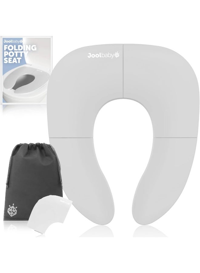 Jool Baby Products Jool Baby Folding Travel Potty Training Seat for Toddlers, Fits Round & Oval Toilets, Non-Slip Suction Cups, Includes Free Travel Bag (Gray) - Image 1