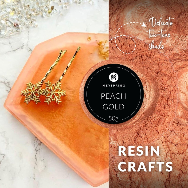 MEYSPRING Peach Gold Mica Powder for Epoxy Resin - 50 Grams - Great for Resin Art, Resin Jewelry and UV Resin - Cosmetic Grade Mica Powder - Image 3