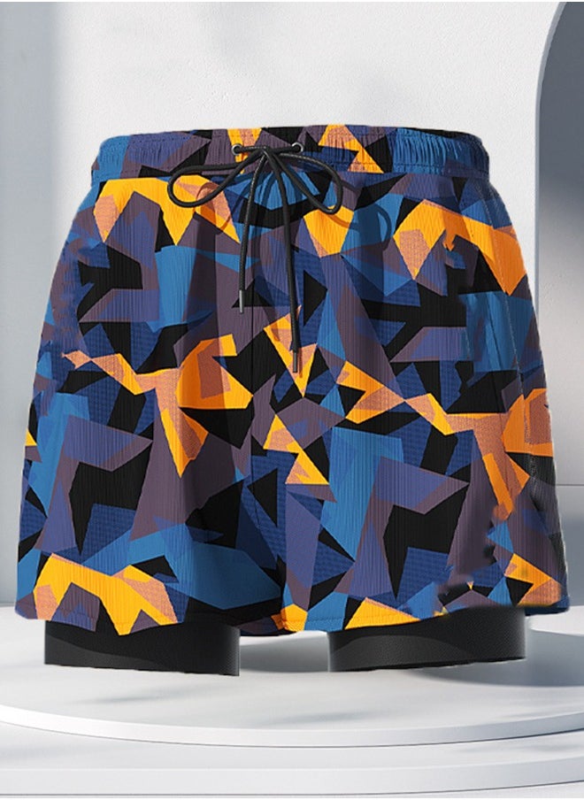 DUNISO Men's Swimming Trunks with Compression Liner, Double Layer Quick Dry Beach Shorts with Adjustable Belt Loose Breath Swim Shorts Swimwear Bathing Suits for Beach and Swimming  - Image 1