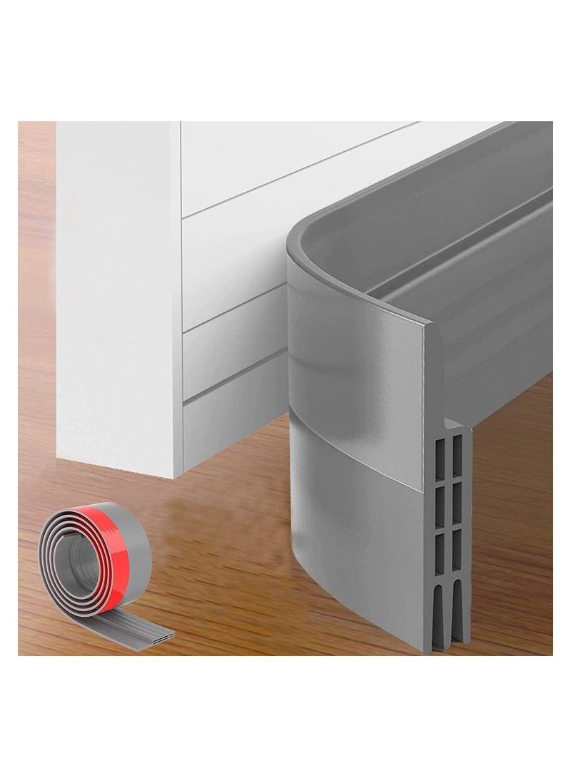 Door Draft Stopper Door Draught Excluder Under Door Draft Stopper Seals Wind Breeze Noise Sound Light Dust Smell Insect Blocker for Door Window 2 W x 39in L Grey - Image 1