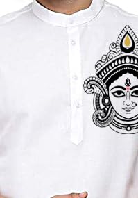 ashtang Cotton Blend Digital Print Kurta Pyjama Set || Durga Pooja Special (in, Alpha, 2XL, Regular, White) - Image 4