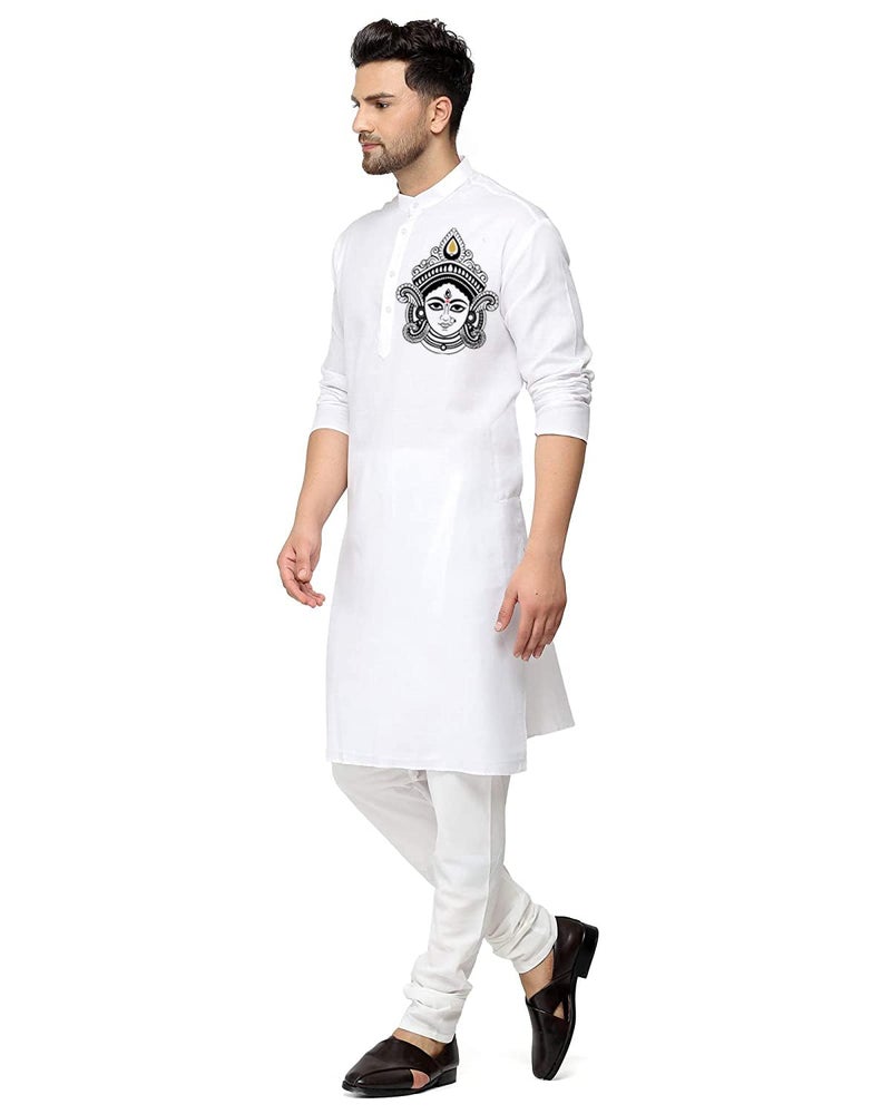 ashtang Cotton Blend Digital Print Kurta Pyjama Set || Durga Pooja Special (in, Alpha, 2XL, Regular, White) - Image 2