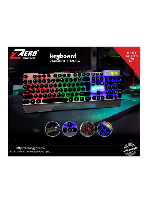 كيبورد USB مع اضاءة من زيرو - موديل ZR-2040 اسود
