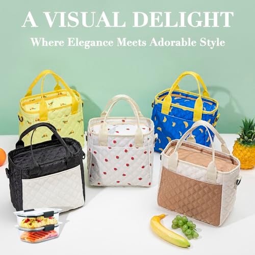 TuErCao Lunch Box for Women Lunch Bags for Work for Teacher Nurse Mom Small Insulated LunchBag for Picnic Travel Shopping Portable Lightweight Ultrasonic Soft Touch LunchTote for Young Ladies - Image 3