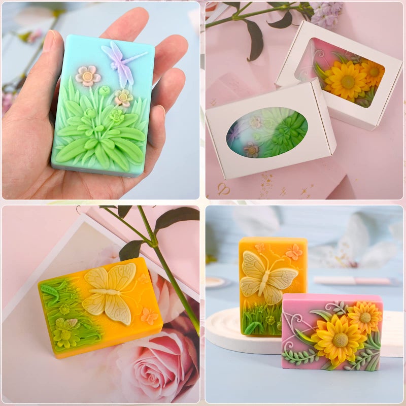 Moukiween Soap Molds Silicone, 3D Rectangular Insect Flower Silicone Molds for Handmade Craft Soap, Bath Bombs, Chocolate Bars, DIY Candle, Polymer Clay Design - Image 5