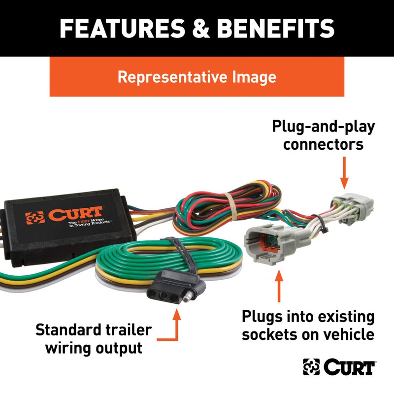 Curt Curt Manufacturing 55354 Vehicle-Side Custom 4-Pin Trailer Wiring Harness,Fits Select Jeep Cherokee,Including Sport ,Black  - Image 2