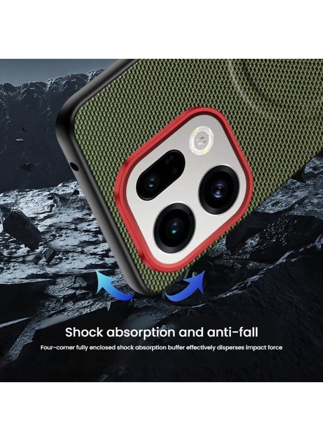 عام غطاء مغناطيسي متوافق مع أوبو فايند X9 2025، زوايا مقاومة للصدمات من مادة TPU مع غلاف خلفي من ألياف جلدية واقٍ يدعم الشحن اللاسلكي. - Image 2