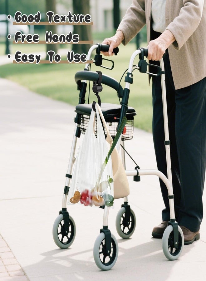 Mirrline 8 Pcs Walker Hooks Wheelchair Hanging Hooks Stroller Hanger Rotation Stroller Clip for 360° Bags Purse Organizer Outdoor Jogging Walking Shopping - Image 4