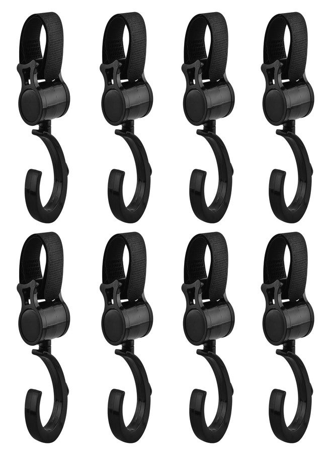 Mirrline 8 Pcs Walker Hooks Wheelchair Hanging Hooks Stroller Hanger Rotation Stroller Clip for 360° Bags Purse Organizer Outdoor Jogging Walking Shopping - Image 1
