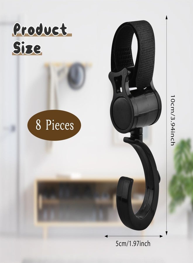 Mirrline 8 Pcs Walker Hooks Wheelchair Hanging Hooks Stroller Hanger Rotation Stroller Clip for 360° Bags Purse Organizer Outdoor Jogging Walking Shopping - Image 2