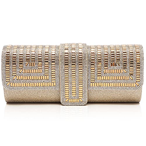 Labair Evening Bag and Clutches for Women Sparkle Clutch Purse with Rhinestones Wedding Party Handbag. (Gold) - Image 1