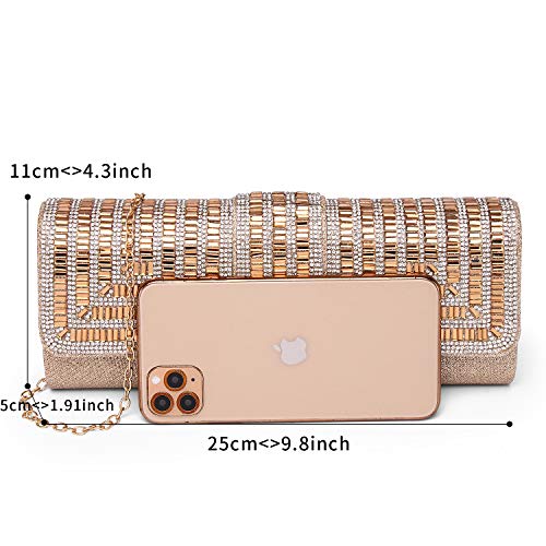 Labair Evening Bag and Clutches for Women Sparkle Clutch Purse with Rhinestones Wedding Party Handbag. (Gold) - Image 3