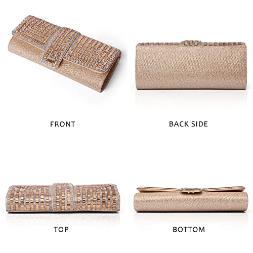 Labair Evening Bag and Clutches for Women Sparkle Clutch Purse with Rhinestones Wedding Party Handbag. (Gold) - Image 4