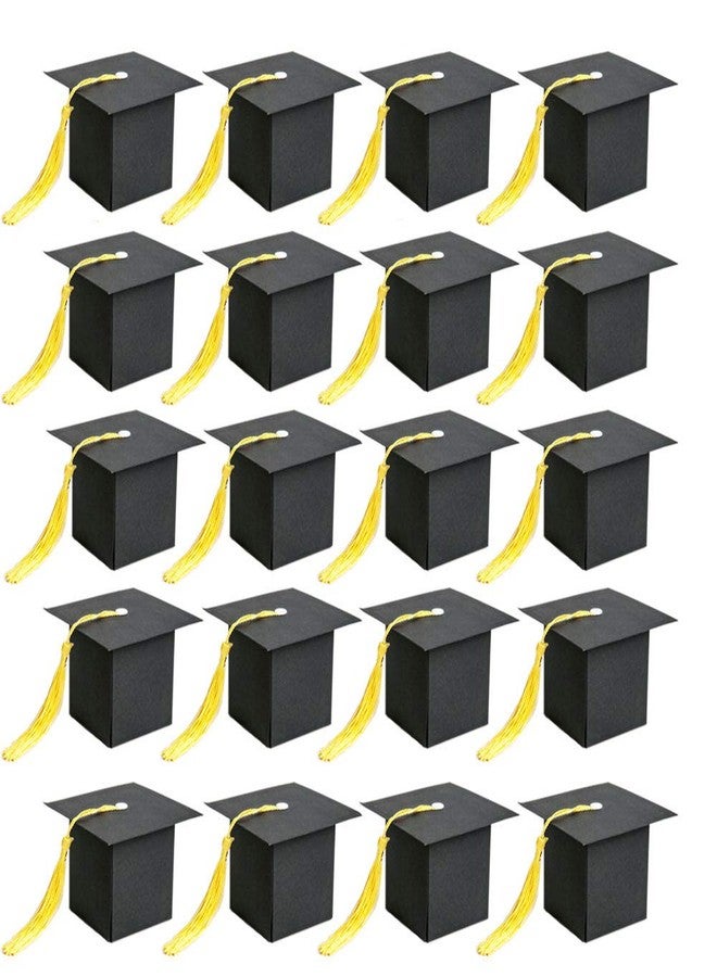 Soochat Graduation Cap Gift Boxes Doctoral Cap Shaped Paper Candy Boxes with Tassel Grad Cap Sweet Boxes for Graduation Decoration Supplies 20Pcs - Image 1