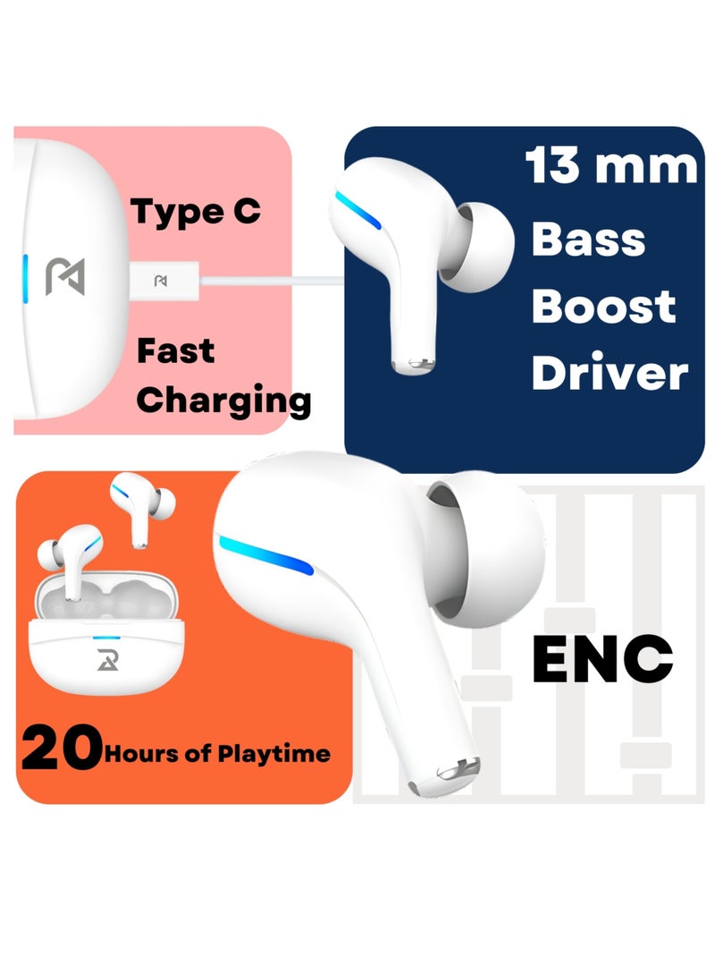 RADALIFESTYLE - Air 7 wireless bluetooth TWS in ear earbuds with ENC & low latency (white) - Image 1