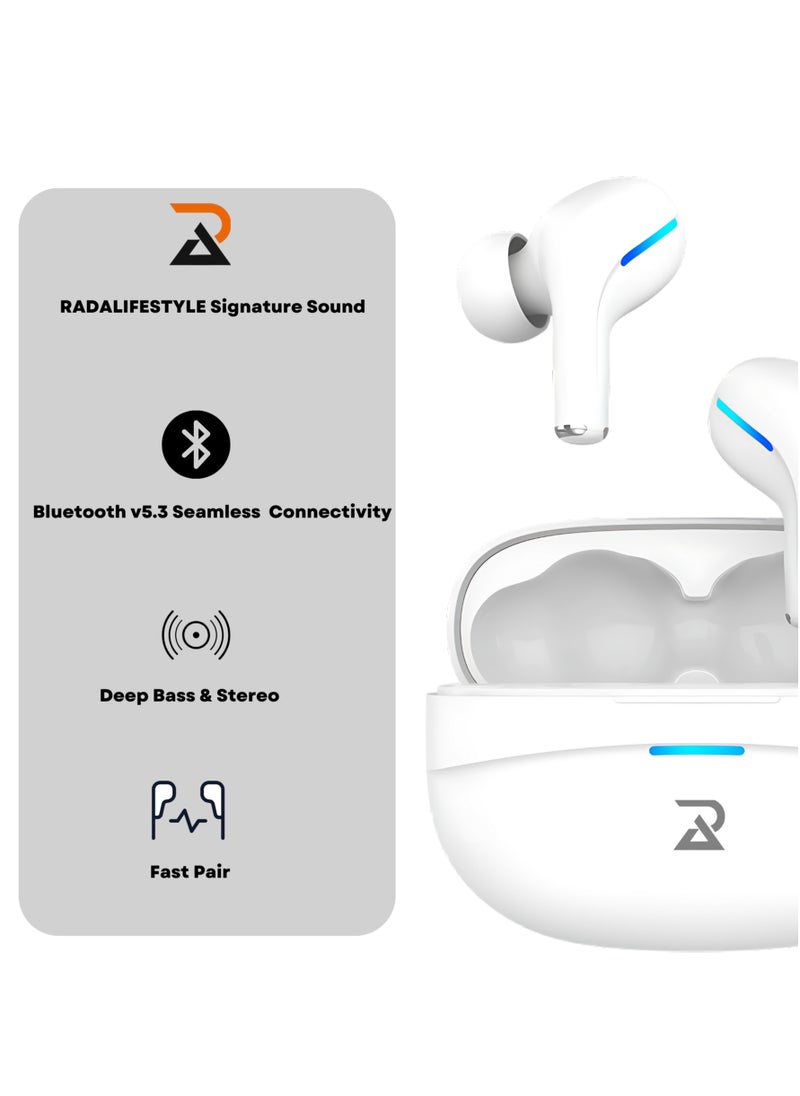 RADALIFESTYLE - Air 7 wireless bluetooth TWS in ear earbuds with ENC & low latency (white) - Image 1