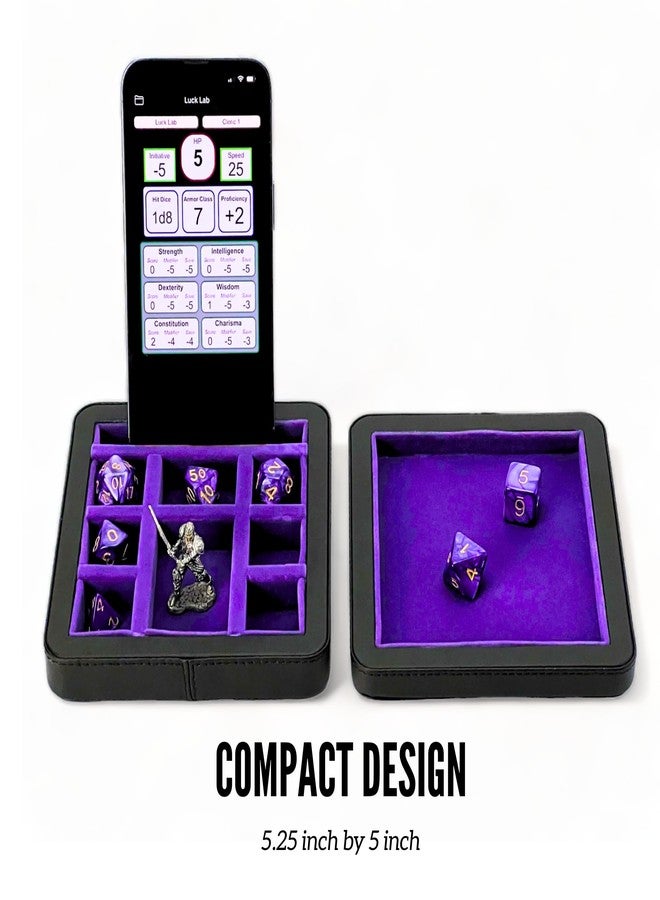 Luck Lab Compact Magnetic Dice Case with Dice Tray and Phone Stand - Dice and Miniature Staging and Storage for RPG,D&D Tabletop Gaming (Purple) - Image 4
