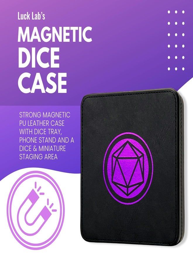 Luck Lab Compact Magnetic Dice Case with Dice Tray and Phone Stand - Dice and Miniature Staging and Storage for RPG,D&D Tabletop Gaming (Purple) - Image 2