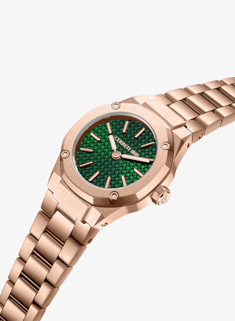 شيروتي 1881 Razzuolo Dark Green Dial, Stainless Steel Bracelet, Analog Watch for Women, 24mm