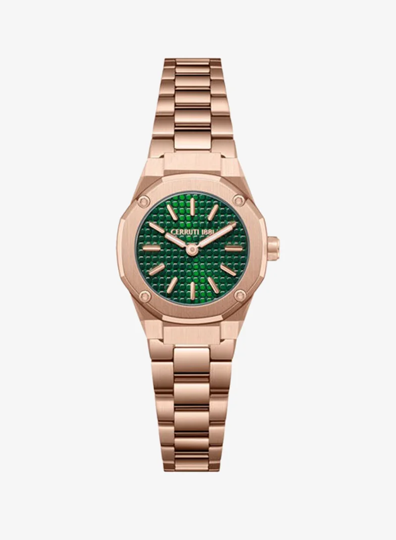 شيروتي 1881 Razzuolo Dark Green Dial, Stainless Steel Bracelet, Analog Watch for Women, 24mm