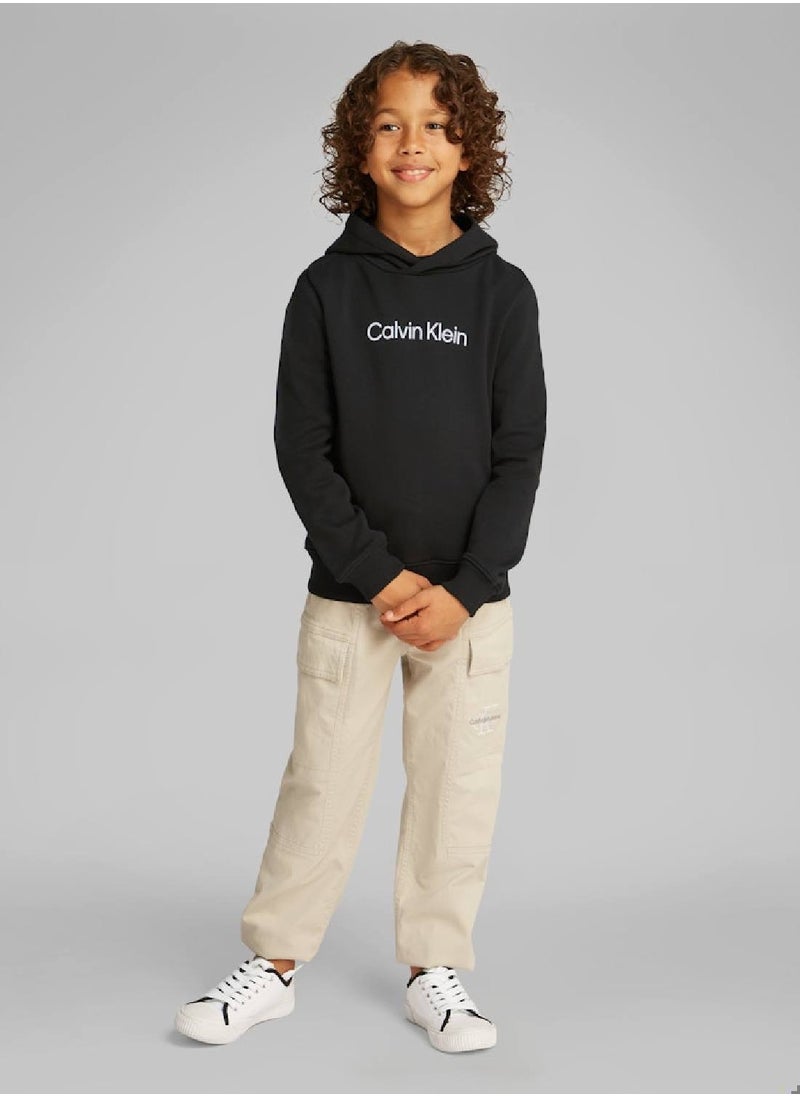 Calvin Klein Jeans Kids' Terry Hoodie - Cotton, Black  - Image 1
