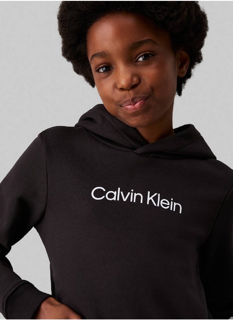 Calvin Klein Jeans Kids' Terry Hoodie - Cotton, Black  - Image 3