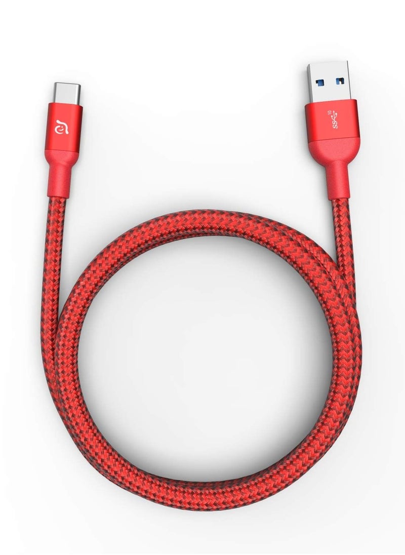 ADAM ELEMENTS - ADAM ELEMENTS CASA M100 USB Type C Male to USB 3.0 Male Cable Metal Braid Red - Image 1